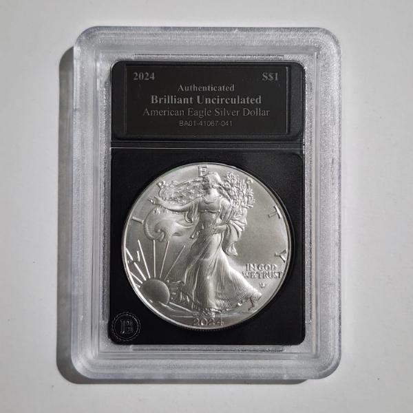 2024 American Eagle 1 Oz 999 Fine Silver Round in Bradford Exchange Slabbed Authenticated BU