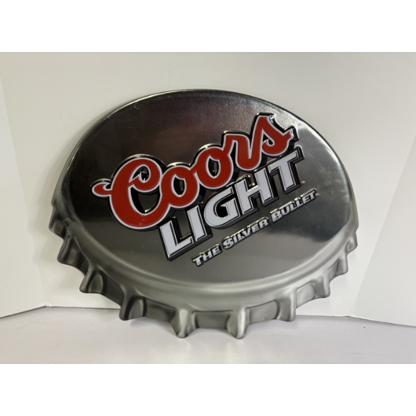 Coors Light - The Silver Bullet Bottle Cap Sign - 15.5 x 18 inches