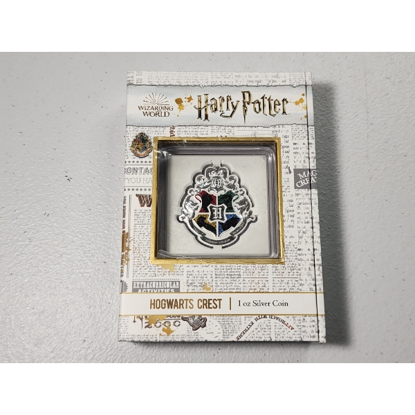 2021 Niue Harry Potter Hogwarts Crest1 oz .999 Fine Silver Crest Shaped Coin - Mintage 5,000