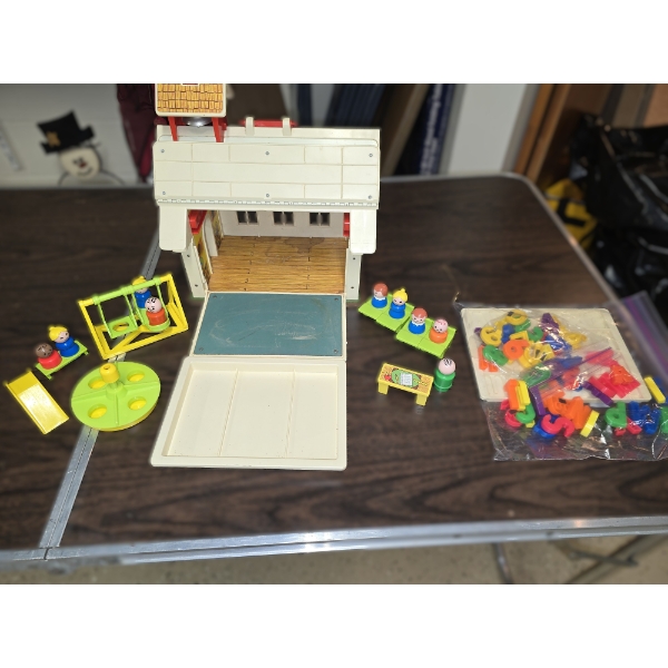 Vintage 1971 Little People Fisher Price Play Family School with Magnetic Alphabet and Numbers