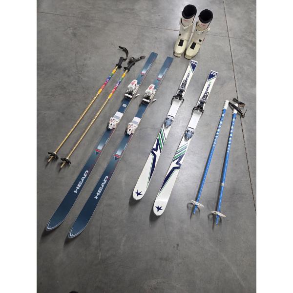 Excellent Condition Ski Items Including Nordica Ski Boots Size 9/10, 2 Sets of Poles, Head Radial 18