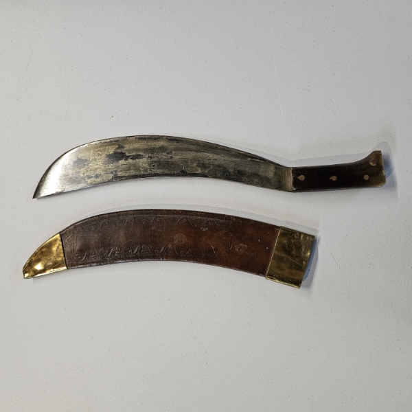 Original U.S. WWI Collins No. 1005 Engineer Bolo Machete With Matching Leather Scabbard