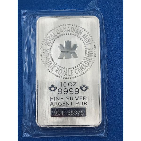 The Royal Canadian Mint 10 oz .9999 Fine Silver Bar - In Sealed Package