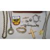 Image 5 : Assorted Costume Jewelry Inside Vintage Wooden Jewelry Box With Printed Press Design & Mirror