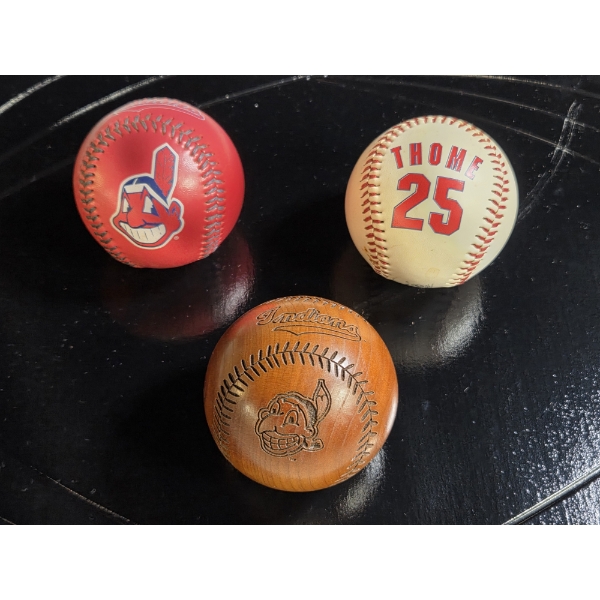 Excellent Condition Collectors Cleveland Indians Baseballs Including Wood Ball! 