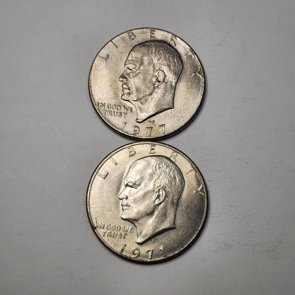 Two 1971 Eisenhower Dollars FV: $2.00