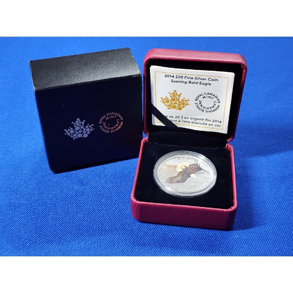 2014 Royal Canadian Mint $20 Soaring Bald Eagle Fine Silver Proof Coin 1 oz 99.99% Silver 