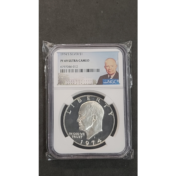 NGC 1974-S PF 69 Ultra Cameo 40% Eisenhower Proof Dollar 