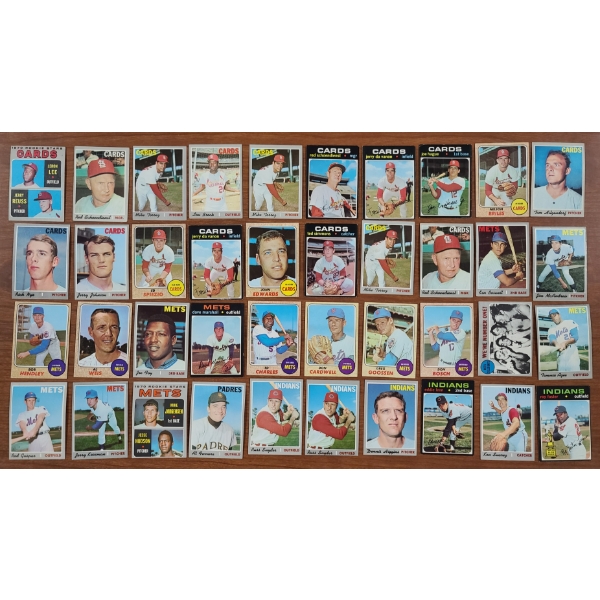 Lot of 40 Assorted 1968, 1970 & 1971 Topps Baseball Trading Cards - Indians, Cards & More!