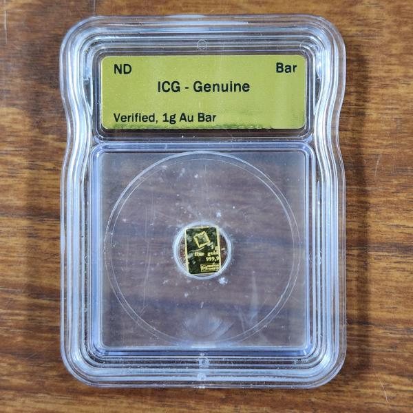 ICG Genuine Verified Valcambi 1 Gram Gold Bar