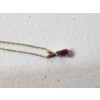 Image 4 : 14K Gold Necklace with Pink Stone Pendant - 20in - TW: 1.3g