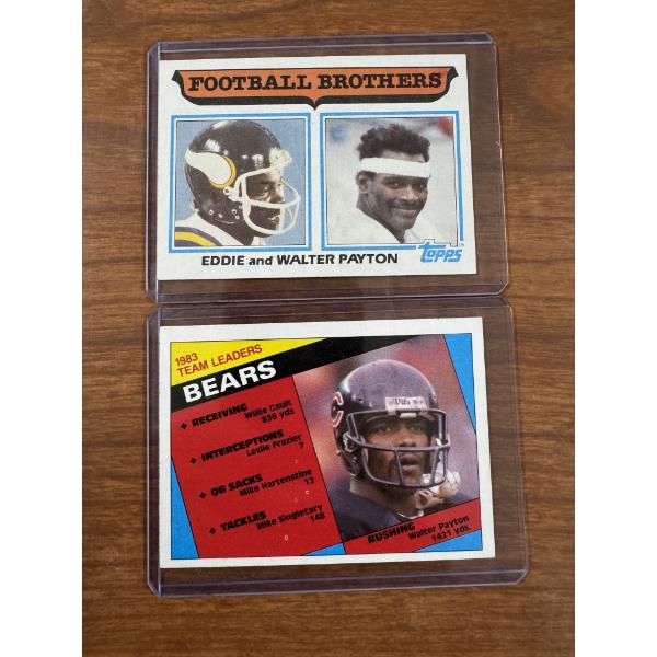 2 - 1980's Topps Walter Payton Football Cards In Protective Holders - Both In Mint Condition