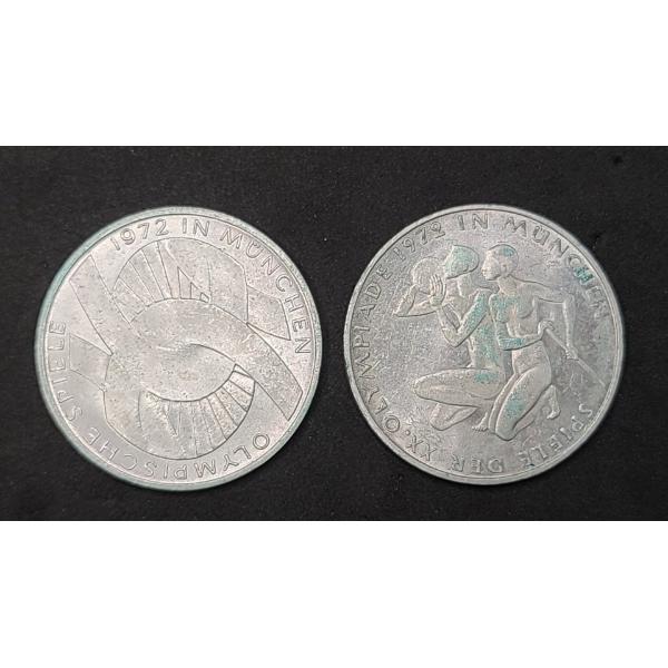 1972-D & 1972-G German 10 Deutsche Mark 0.6250 Silver Munich Summer Olympics Coins