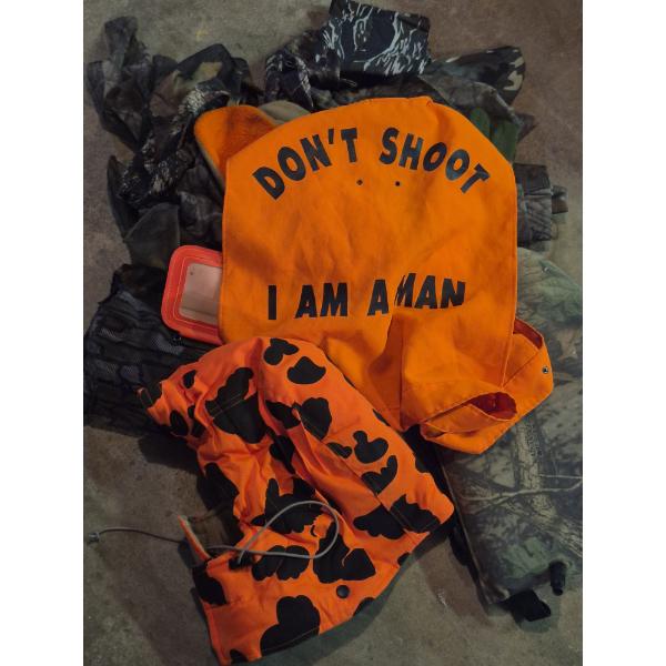 PICKUP IN CANTON -  Hunting Garb Assortment - Camo - Gloves - Hood - Cushion - Assorted Garb