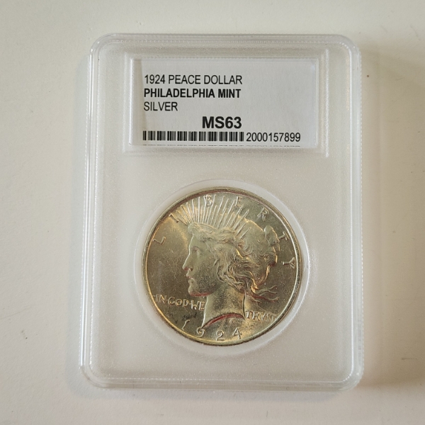 1924 Silver Peace Dollar - 90% U.S. Silver - PCC MS 63