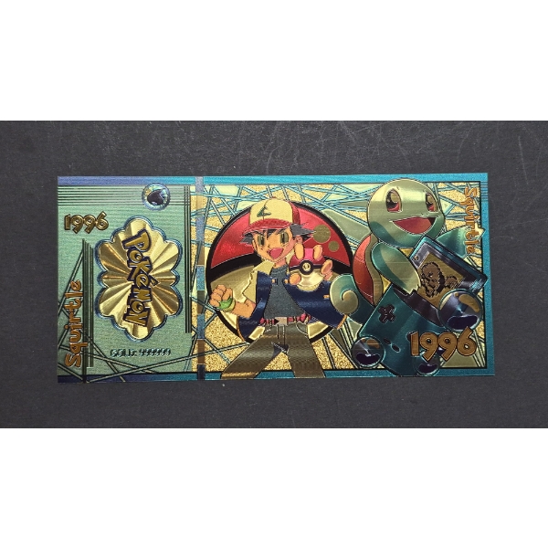 JAPANESE ANIME'   " POKEMON / SQUIRTLE "  GOLD FOIL - PURE 24K .999 FINE GOLD FOIL  - BRIGHT AND COL