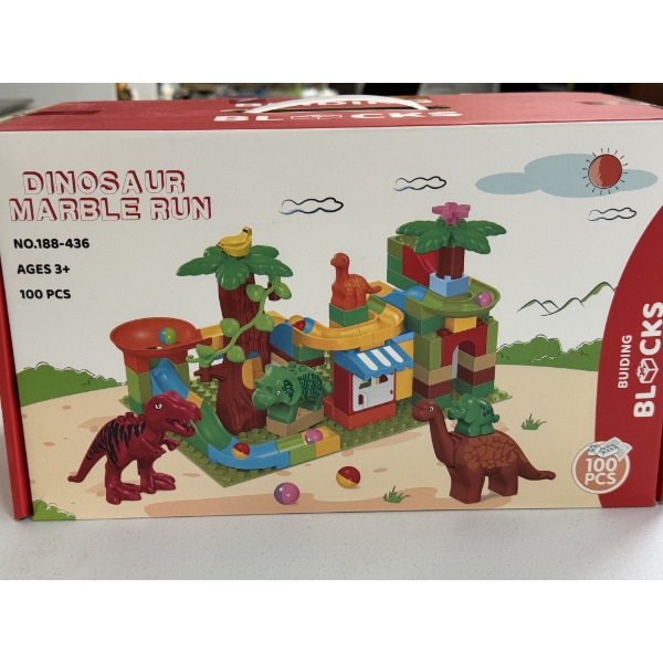 Dinosaur Marble Run Building Blocks 100 Ct - Brand New In The Box 