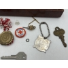 Image 8 : Jewelry Case full of Cuff Links - Tie Clips - Pins - Keys - Pocket Knife - Keychains - Etc.