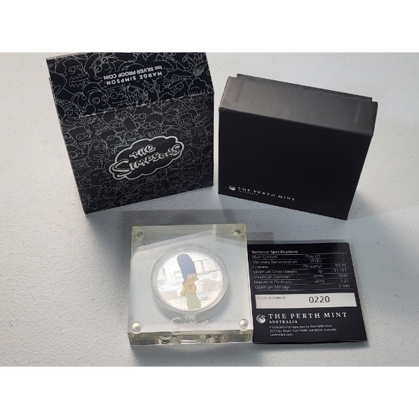 The Simpsons: Marge 1 oz .9999 Fine Silver Collectible Coin with Nice Display - The Perth Mint