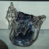 Image 4 : Clear & Blue Crystal Wave Art Glass Sculpture 10 x 11 Overall - Excellent Condition