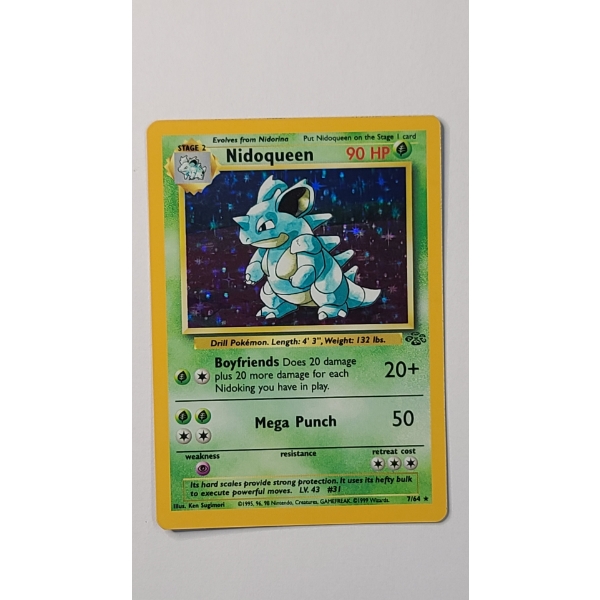 Vintage Nidoqueen #7/64 HOLO RARE Pokemon Trading Card From The Jungle Set - Near Mint Condition