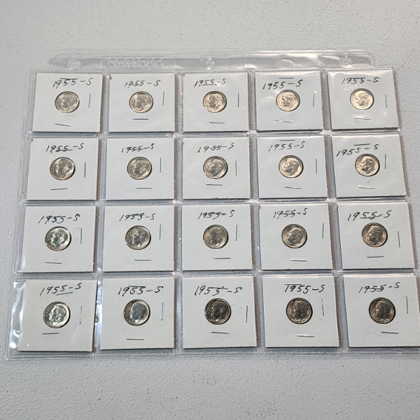 $2.00 Face Value of 1955-S 90% Silver Roosevelt Dimes