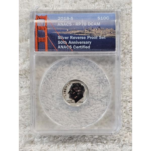 ANACS RP 70 DCAM Reverse Proof  2018-S Roosevelt Silver Dime
