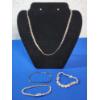 Image 1 : Sterling Silver Jewelry: Necklace & 3 Bracelets: Tennis, Rose Detail, & Herringbone: TW: 33.8g