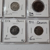 Image 6 : Binder Page of Assorted Years Canadian Coins: 5 Cents and Large Cents 