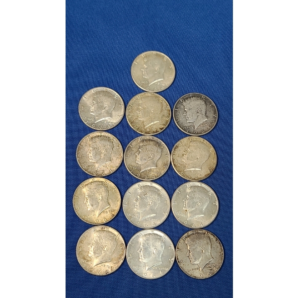 1964 90% Silver Kennedy Half Dollars - Face Value: $6.50