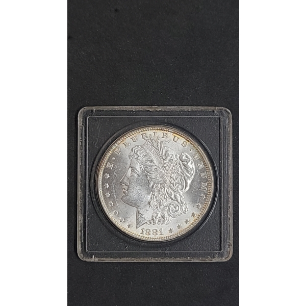 U.S 1881 Morgan 90% Silver Dollar In Protective Coin Holder