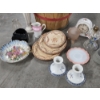 Image 3 : Vintage Wooden Apple Basket And Glassware Collection Including  Clock, Plates, Statue & More