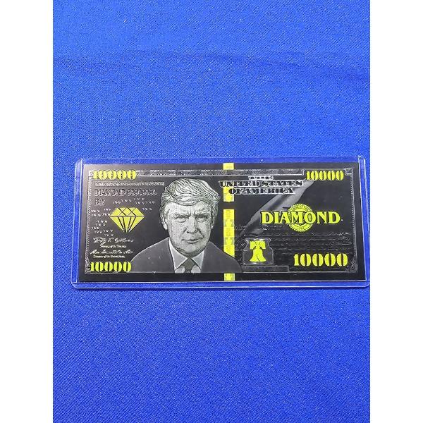 Limited Edition 45th President Donald Trump 2024 Diamond $10,000 Black & Gold Banknote