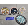 Image 1 : Assorted Decor: 3 Round Colorful Wooden Hex Signs, Dartboard, Text Metal Sign