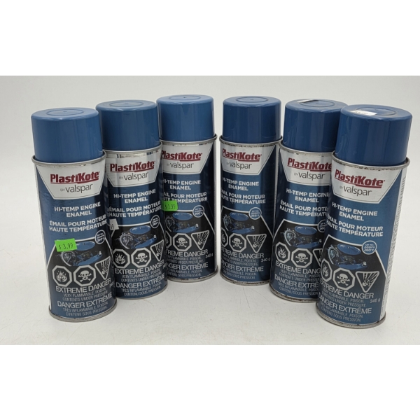 Six Brand New 11oz Cans Of Valspar High Temp Spray Paint In Old Ford Blue