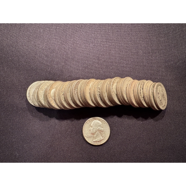 40 - United States Washington Roll of 90% Silver Quarters - Face Value $10.00