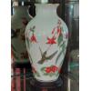Image 2 : 11 1/2"  Porcelain Humming Bird Floral Vase - Design Continues Completely Around - Both Sides Shown 