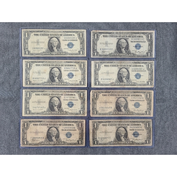 (4) Series 1935 A & (4) 1935 G $1 Silver Certificates - Face Value- $8.00