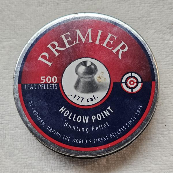 Tin of Crosman Premier Hollow Point .177 Caliber Lead Pellets