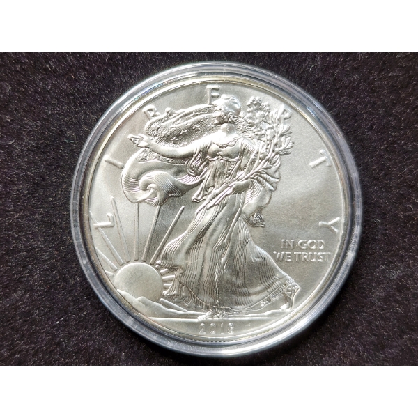 1 Oz .999 Fine Silver 2018 American Eagle Round in Capsule Protector
