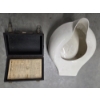 Image 2 : Vintage Collectables Including Metal First Aid Box, Enamelware Bedpan, Folding Wood 24''x30'' Bench 