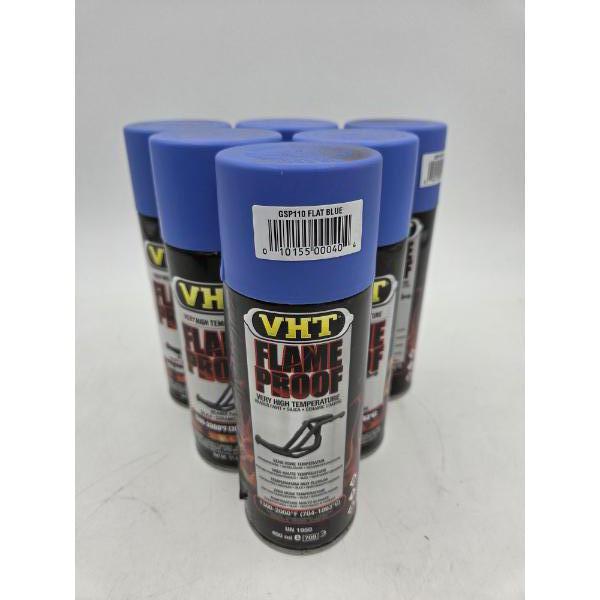 Six Brand New 11oz Cans Of Spray Paint-VHT Very High Temp Flame Proof In Flat Blue