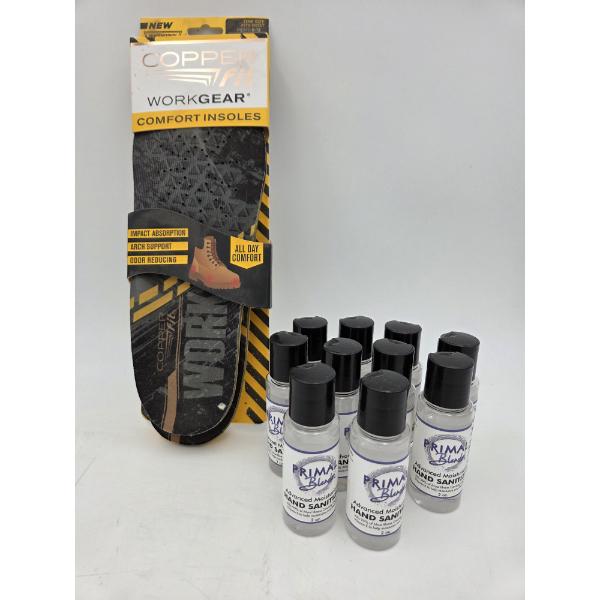 Brand New Copper Fit Insoles & Ten 2oz Primal Blends Hand Sanitizers With Vitamin E