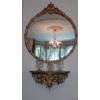 Image 1 : 5 Piece Grouping Of Vintage Wall Mirror, Wall Shelf, Pair Of Prismed Mantle Lusters & Small Vase 