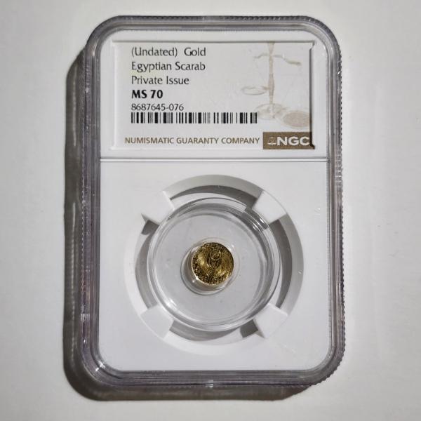 NGC MS70 Graded Egyptian Scarab Private Issue 1/200 Troy Ounce Gold Coin