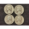 Image 1 : Four 90% Silver Washington Head Quarters - $1.00 Face Value