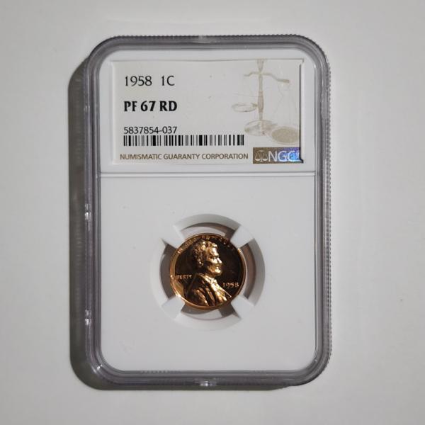 NGC PF67 RD Graded 1958 United States Proof Wheat Penny