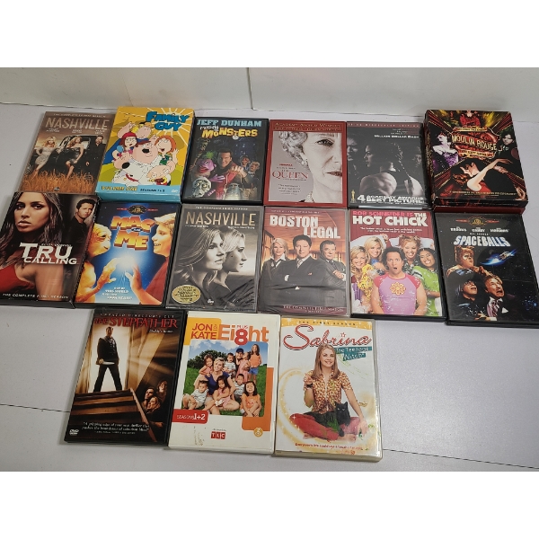 15 DVD'S - Nashville - Family Guy - Hot Chick - Sabrina the Teenage Witch - Moulin Rouge