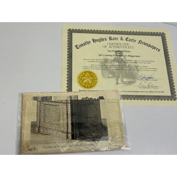 1700's Newspaper Supplements with Certificate of Authenticity - Timothy Hughes Rare & Early