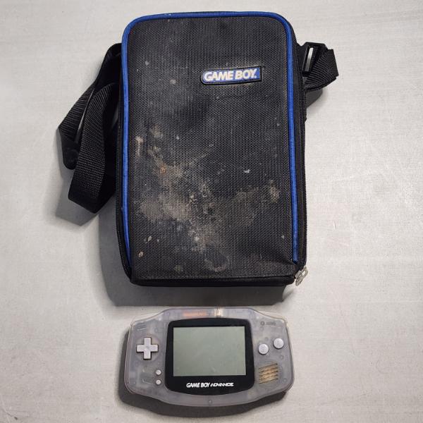 Translucent Purple Nintendo Game Boy Advance & Carrying Case ~ Missing Battery Cover ~ DOES POWER ON